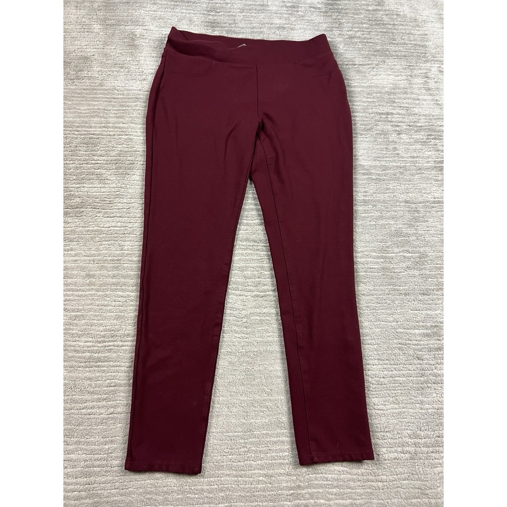 St Johns Bay Pants Womens Medium Red‎ Skinny Leg Pull On Athletic Casual